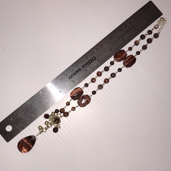 Tigers Eye Stone Matte Gold Necklace /Matte Gold Women's - Picture 4 of 7